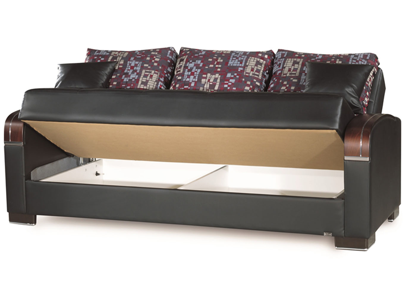 Mobimax Black Leather Sofabed,Ottomanson (Previously Casamode)